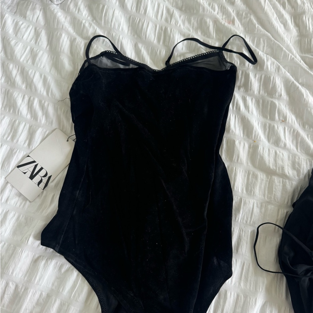 Zara Black Bodysuit Top